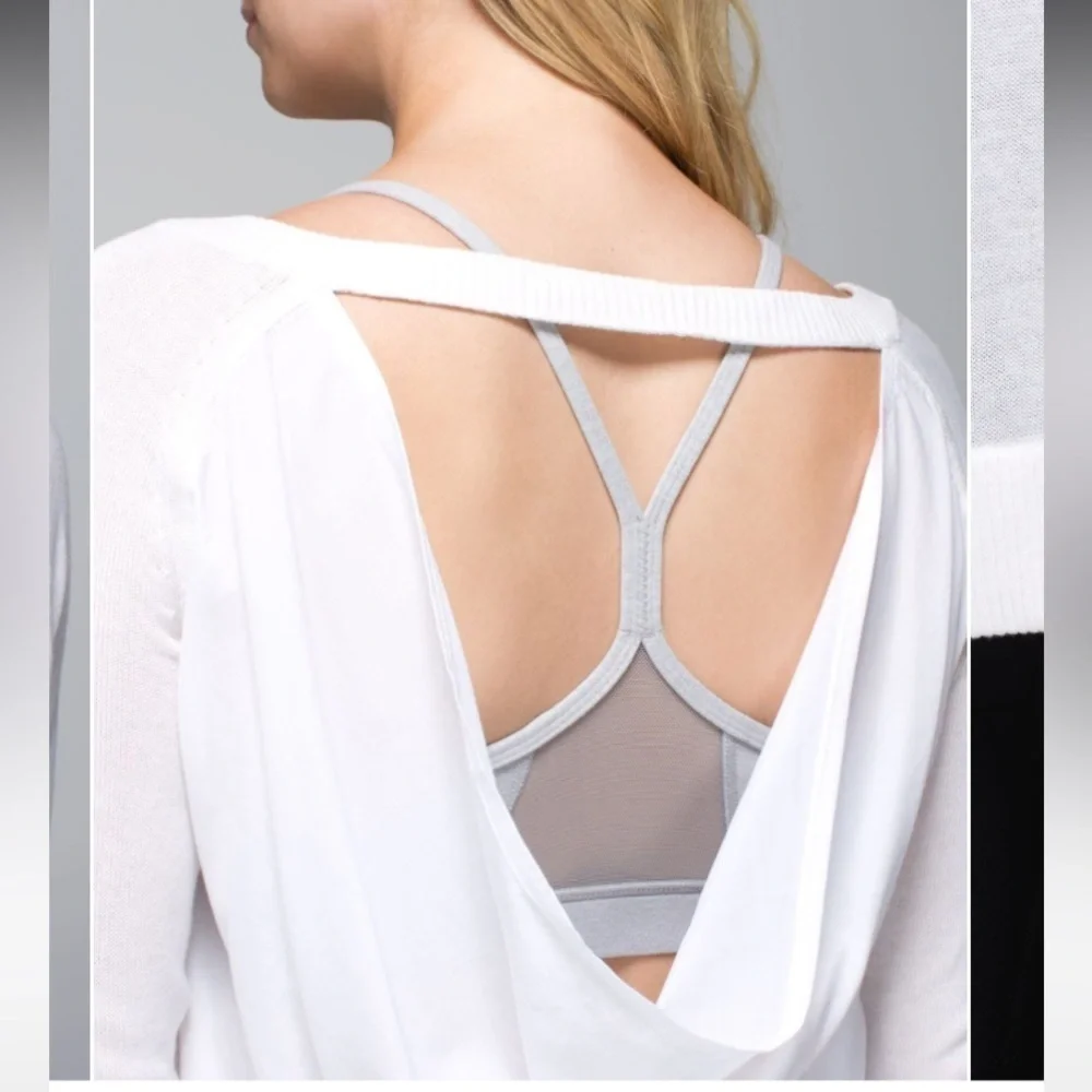 Lululemon Unity Pullover Drape Back Sweater Heathered White Size 8 New NWT